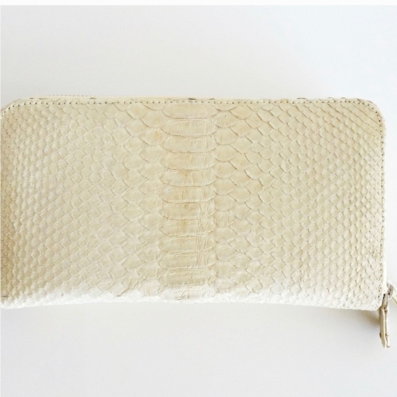 Python Double Zip Clutch Wristlet (Cream) - Picture 3 of 4